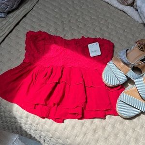 Adorable bright red tube top NWT free people L